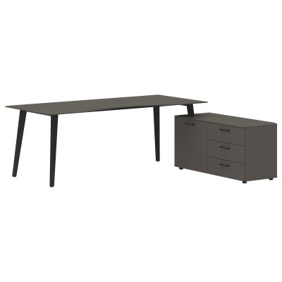 Стол руководителя с тумбой JCT 2018(R) Орех Мокко/Мокко/Антрацит 2000х1800х750 JAY