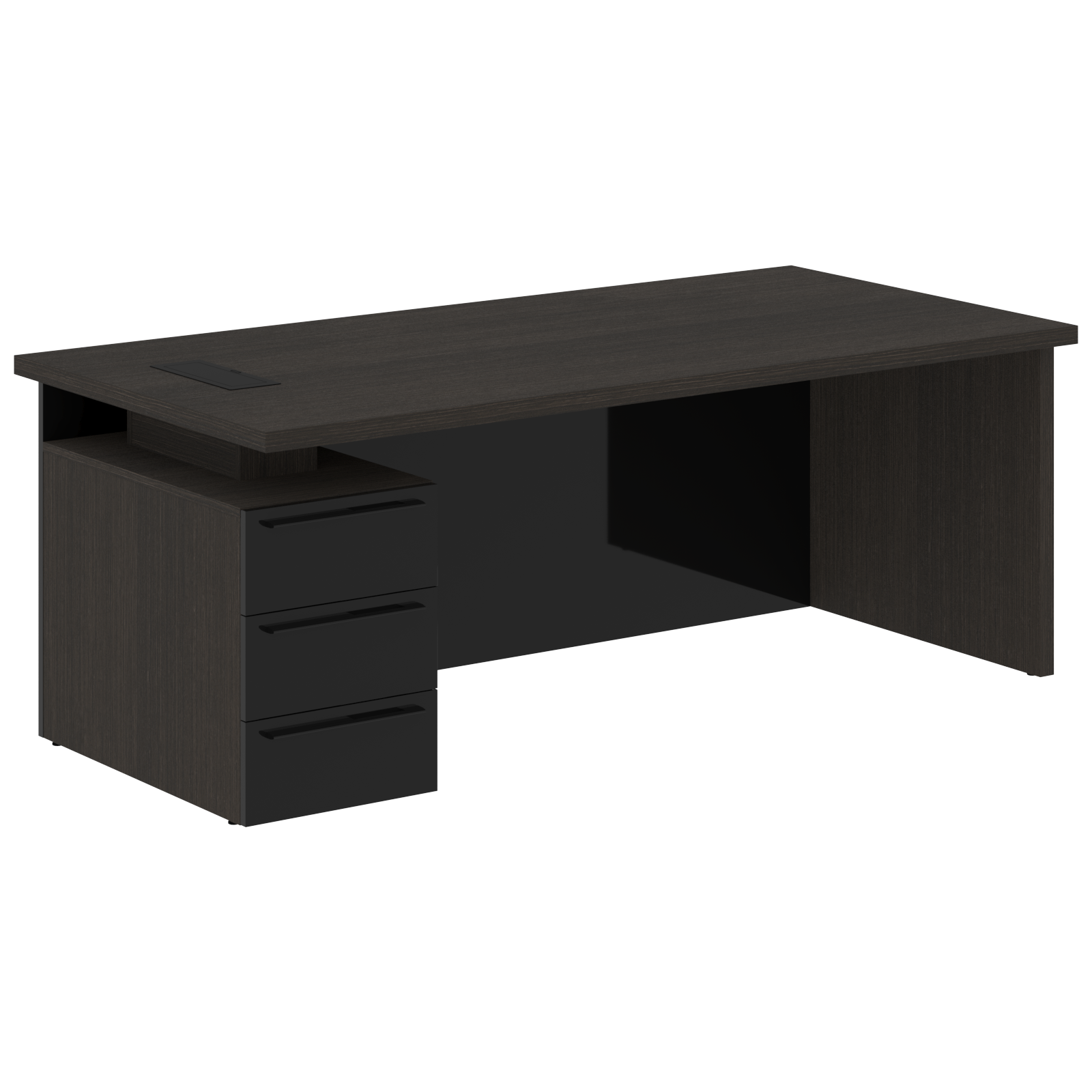 Стол письменный СП-064-25-23(L) Дуб Мореный/Черный глянец 2000х900х750 KANON