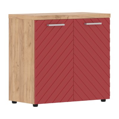 Шкаф с глухими малыми дверьми и топом TLLC 85.1 Красный/Дуб Бофорд Z 856х450х833 TORR LUX