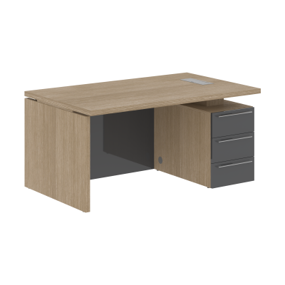 Стол письменный СП-064-25-24(R) Дуб Натуральный/Серый глянец 1600х900х750 KANON