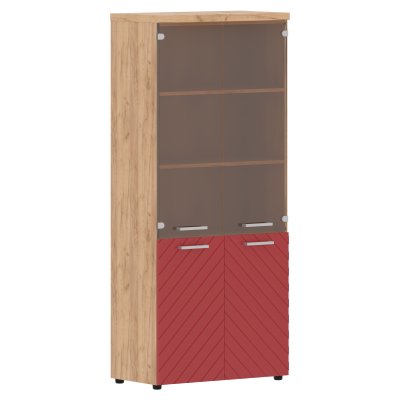 Шкаф комбинированный с топом TLHC 85.2 Красный/Дуб Бофорд Z 856х450х1968 TORR LUX