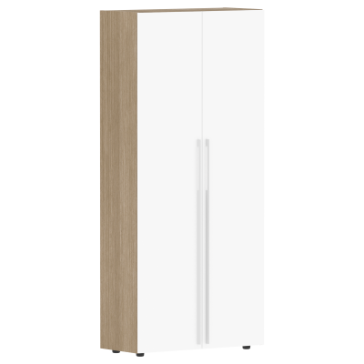 Шкаф высокий глухой СП-064-25-14 Белый глянец/Дуб Натуральный 900х450х2010 KANON