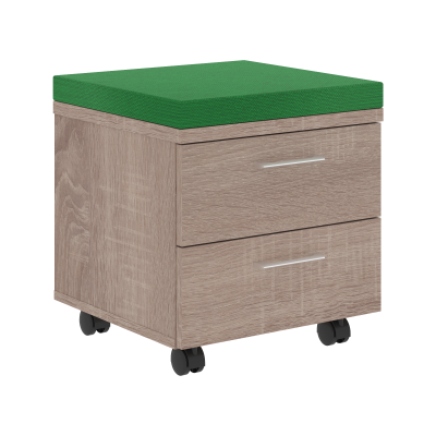 Тумба с подушкой XMC-2D.1A Дуб Сонома/Зеленый C-30 465х465х520 XTEN
