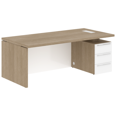 Стол письменный СП-064-25-23(R) Дуб Натуральный/Белый глянец 2000х900х750 KANON