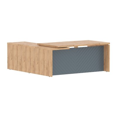 Стол руководителя TLCT 1820(R) Дуб Бофорд Z/Серо-голубой 1800х2000х750 TORR LUX