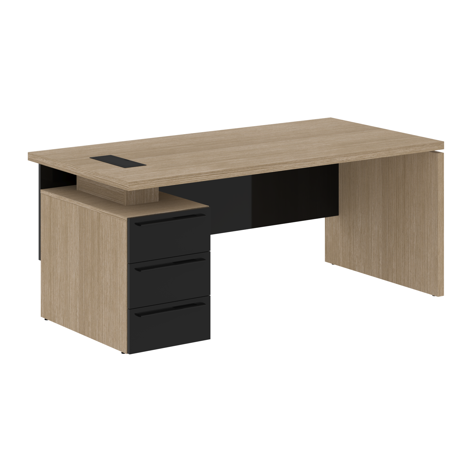 Стол письменный СП-064-25-04(L) Дуб Натуральный/Черный глянец 1800х900х750 KANON