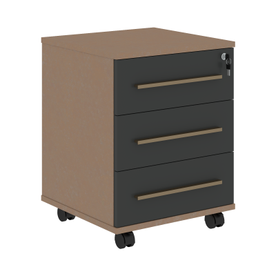 Тумба мобильная с ручками VMC-3D.A.1 Яшма черный/Бронза/Кобра 465х450х605 VELION-R