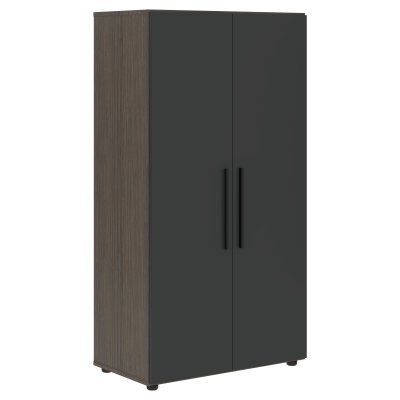 Шкаф средний широкий VMCS 80.1 Яшма черный/Дуб Сильвер 800х430х1517 VELION