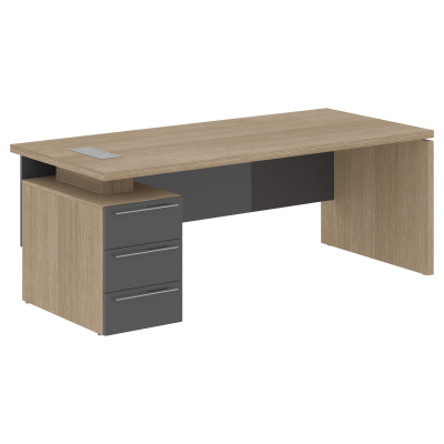 Стол письменный СП-064-25-05(L) Дуб Натуральный/Серый глянец 2000х900х750 KANON