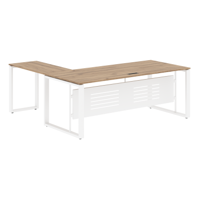 Стол руководителя ECT 2019M Дуб Денвер светлый/Белый 2000х1900х750 ENIO