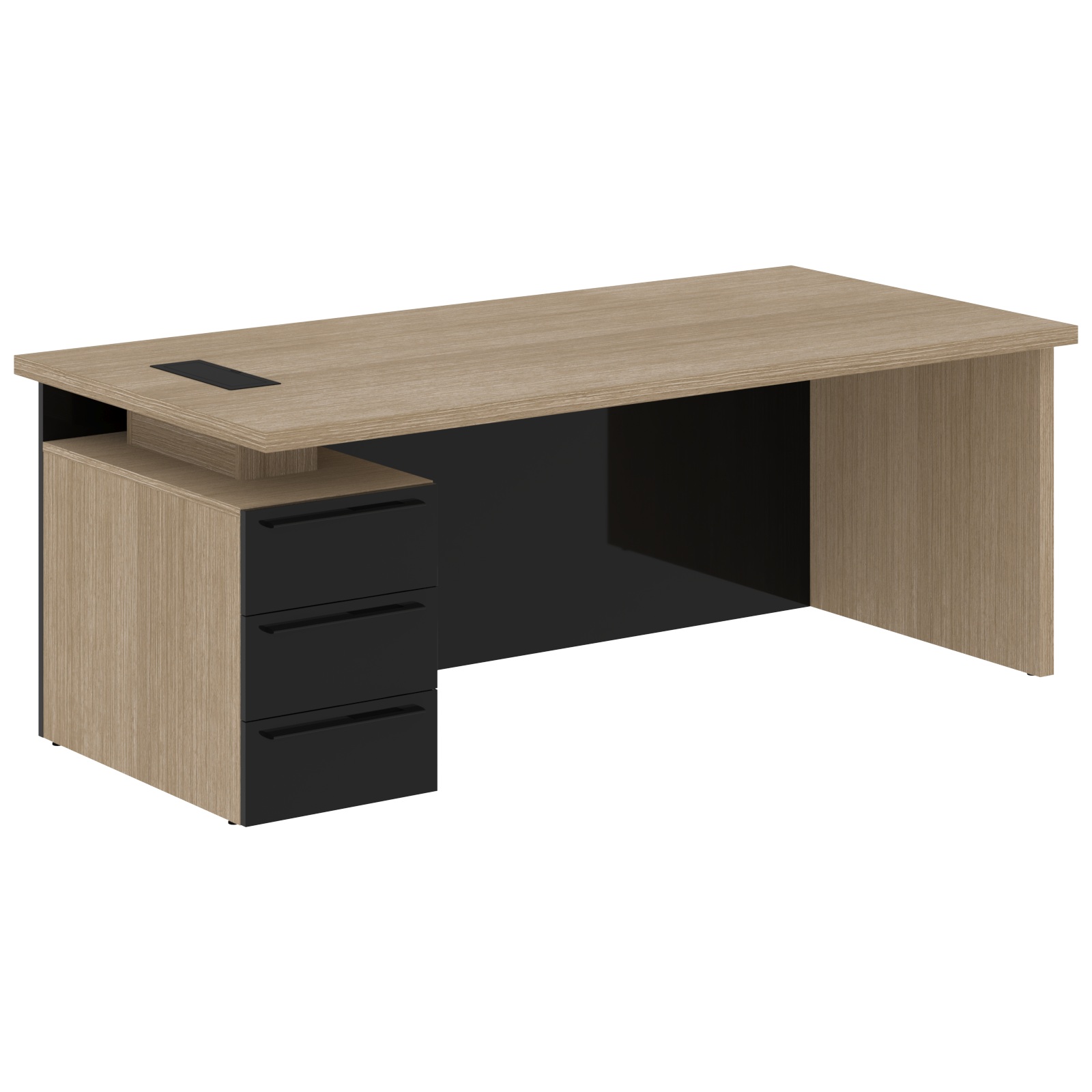 Стол письменный СП-064-25-23(L) Дуб Натуральный/Черный глянец 2000х900х750 KANON