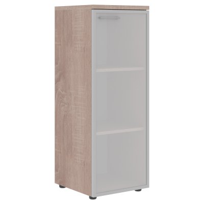 Шкаф колонка со стеклянной дверью в алюминиевой раме (R) и топом XMC 42.7(R) Дуб Сонома 432х432х1190