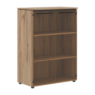 Шкаф со стеклянными дверьми MMC 85.2 Антрацит/Дуб Денвер светлый 854х423х1188 MORRIS TREND