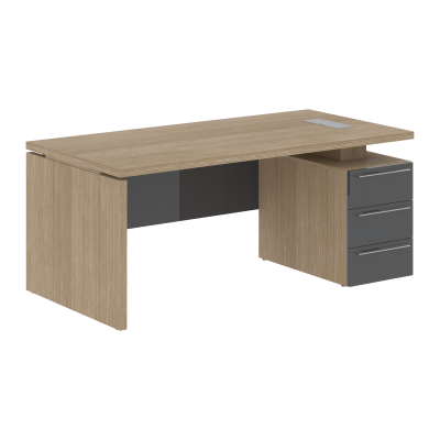 Стол письменный СП-064-25-25(R) Дуб Натуральный/Серый глянец 1800х900х750 KANON