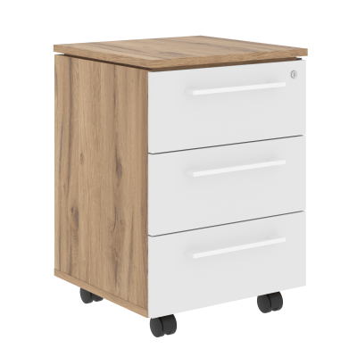 Тумба мобильная MMC-3D.A Белый/Дуб Денвер светлый 465х450х652 MORIS TREND