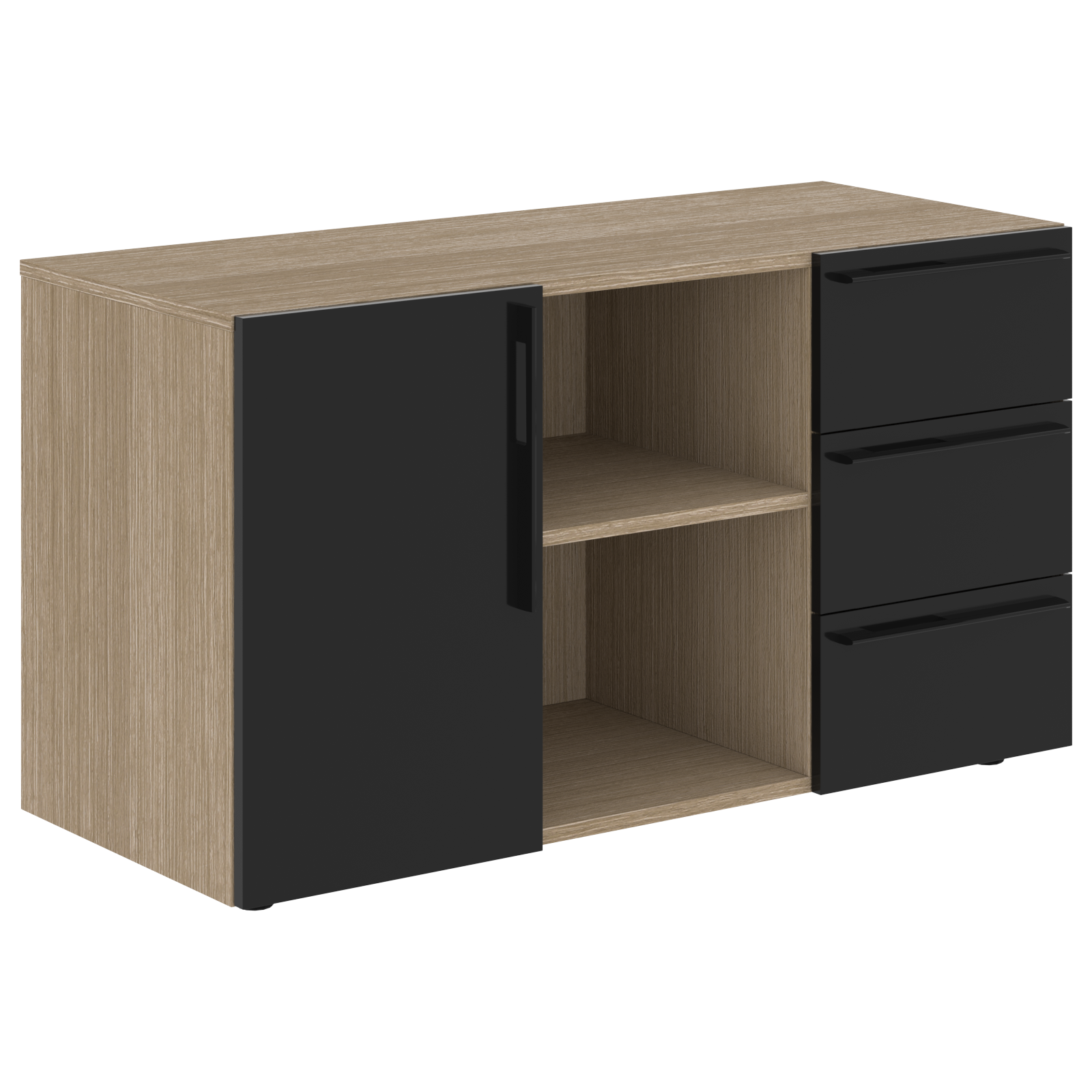 Тумба сервисная СП-064-25-07 Черный глянец/Дуб Натуральный 1200х500х670 KANON