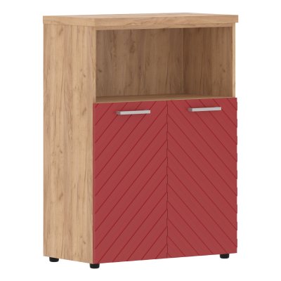 Шкаф с глухими малыми дверьми и топом TLMC 85.3 Красный/Дуб Бофорд Z 856х450х1203 TORR LUX