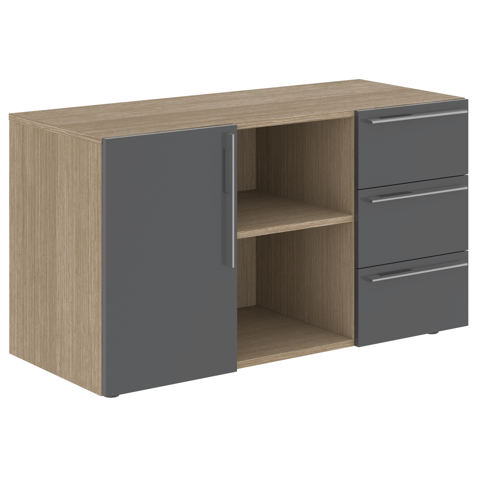 Тумба сервисная СП-064-25-07 Серый глянец/Дуб Натуральный 1200х500х670 KANON