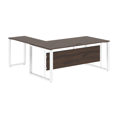 Стол руководителя угловой ECT 1819 Дуб Денвер темный/Белый 1800х1900х750 ENIO