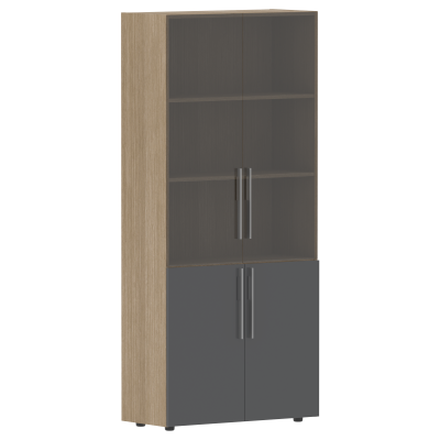 Шкаф комбинированный СП-064-25-16 Серый глянец/Дуб Натуральный 900х450х2010 KANON