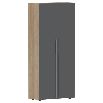Шкаф высокий глухой СП-064-25-14 Серый глянец/Дуб Натуральный 900х450х2010 KANON