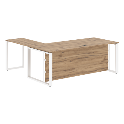 Стол руководителя ECT 2019H Дуб Денвер светлый/Белый 2000х1900х750 ENIO