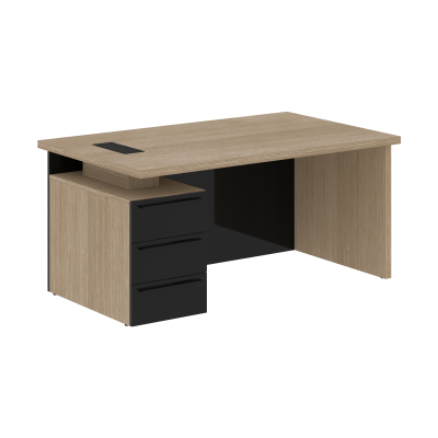 Стол письменный СП-064-25-24(L) Дуб Натуральный/Черный глянец 1600х900х750 KANON