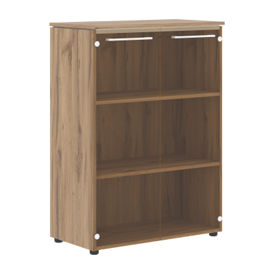 Шкаф со стеклянными дверьми MMC 85.2 Белый/Дуб Денвер светлый 854х423х1188 MORRIS TREND