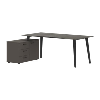Стол руководителя с тумбой JCT 1813(L) Орех Мокко/Мокко/Антрацит 1800х1300х750 JAY