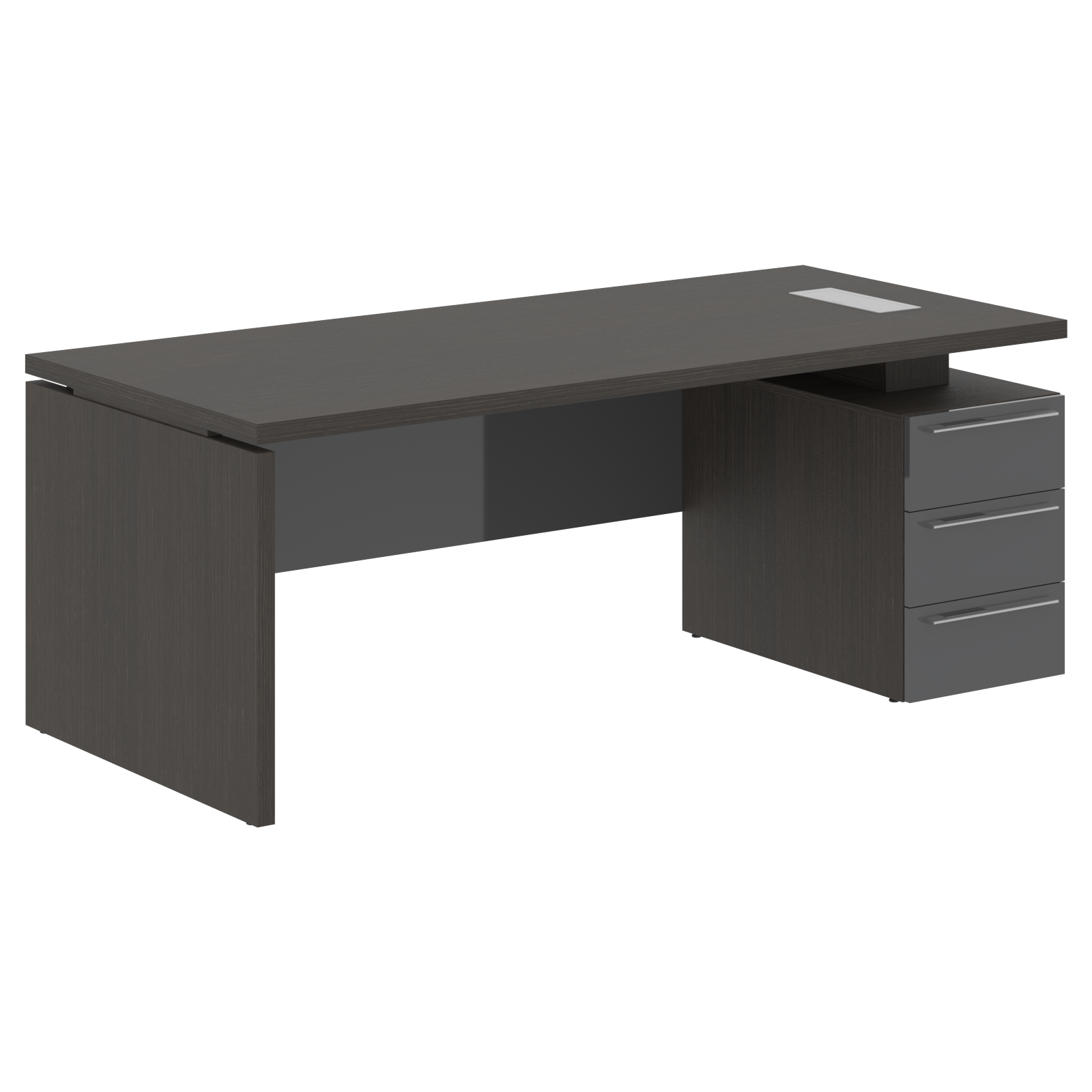 Стол письменный СП-064-25-05(R) Дуб Мореный/Серый глянец 2000х900х750 KANON