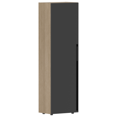 Гардероб узкий СП-064-25-12(L) Черный глянец/Дуб Натуральный 600х450х2010 KANON