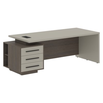 Стол руководителя с тумбой VCT 2290(L) Аметист/Черный матовый/Дуб Сильвер 2200х900х750 VELION