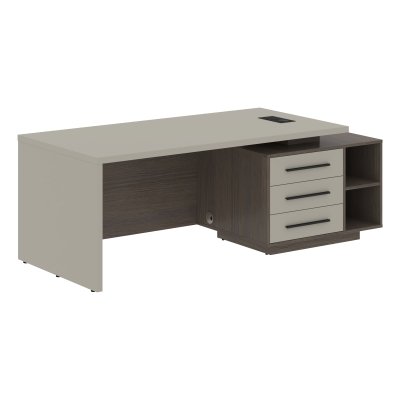 Стол руководителя с тумбой VCT 2190(R) Аметист/Черный матовый/Дуб Сильвер 2100х900х750 VELION