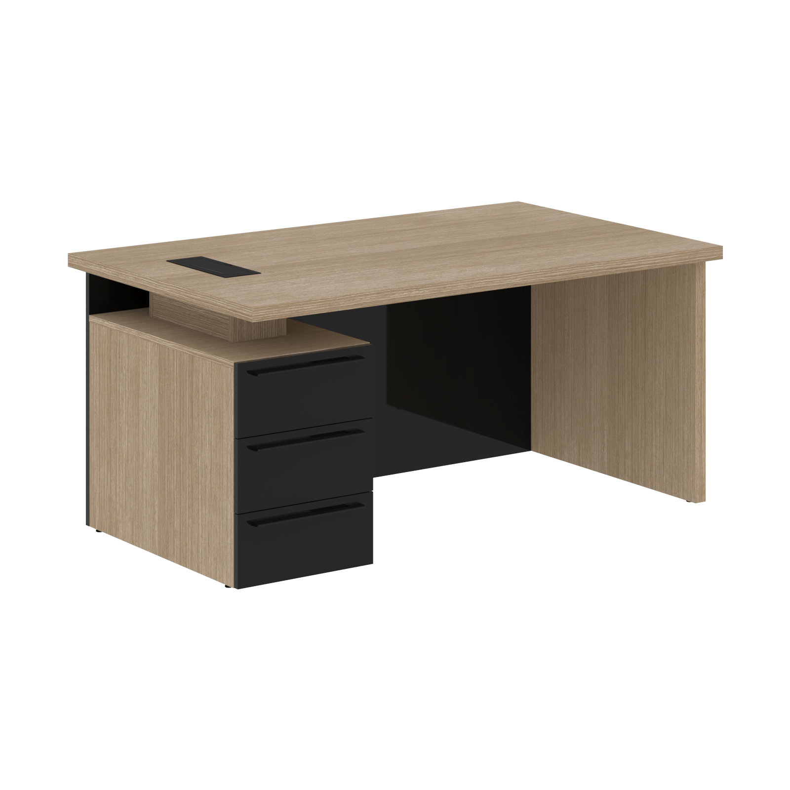 Стол письменный СП-064-25-24(L) Дуб Натуральный/Черный глянец 1600х900х750 KANON
