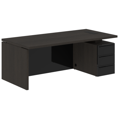 Стол письменный СП-064-25-23(R) Дуб Мореный/Черный глянец 2000х900х750 KANON