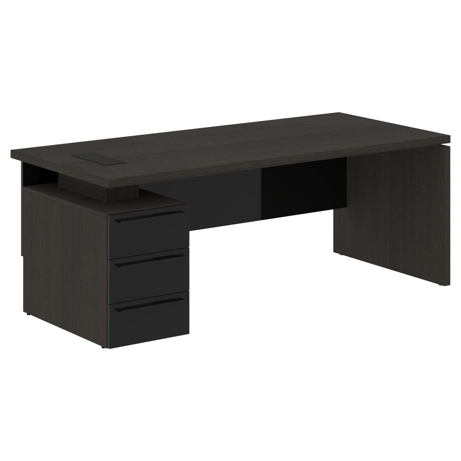 Стол письменный СП-064-25-05(L) Дуб Мореный/Черный глянец 2000х900х750 KANON