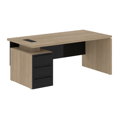 Стол письменный СП-064-25-25(L) Дуб Натуральный/Черный глянец 1800х900х750 KANON