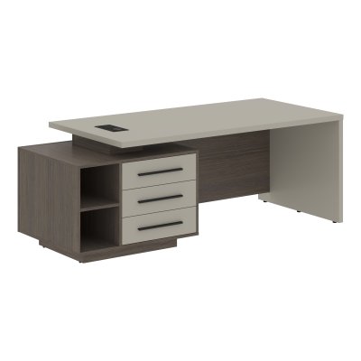 Стол руководителя с тумбой VCT 2190(L) Аметист/Черный матовый/Дуб Сильвер 2100х900х750 VELION