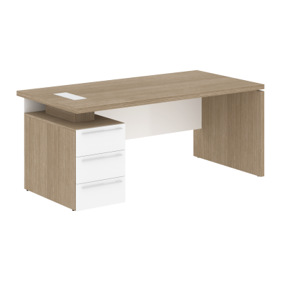 Стол письменный СП-064-25-25(L) Дуб Натуральный/Белый глянец 1800х900х750 KANON