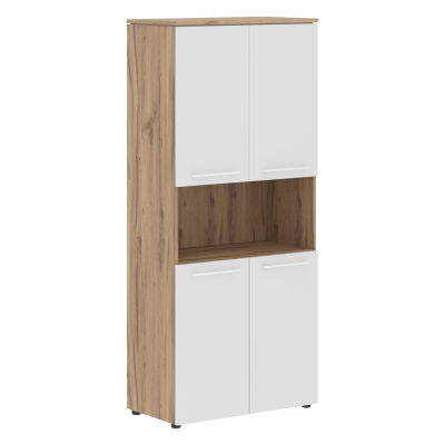 Шкаф с 2-мя комплектами глухих малых дверей MHC 85.4 Белый/Дуб Денвер светлый 854х423х1956 MORRIS TR