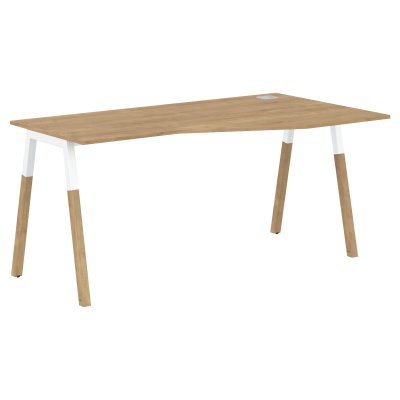 Стол FCT 1567(R) Дуб Гамильтон/Белый-Бук 1580х900(670)х733 FORTA