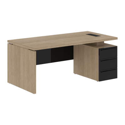 Стол письменный СП-064-25-25(R) Дуб Натуральный/Черный глянец 1800х900х750 KANON