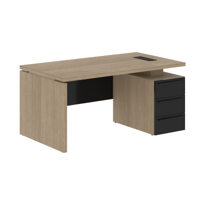 Стол письменный СП-064-25-06(R) Дуб Натуральный/Черный глянец 1600х900х750 KANON