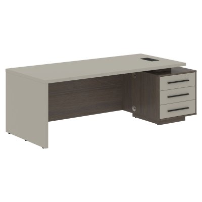 Стол руководителя с тумбой VCT 2290(R) Аметист/Черный матовый/Дуб Сильвер 2200х900х750 VELION