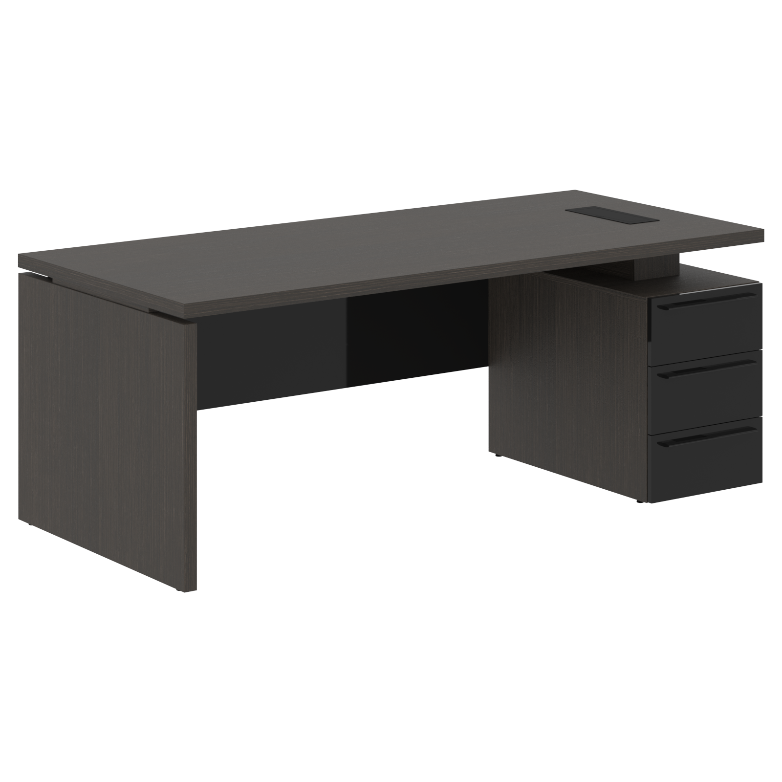 Стол письменный СП-064-25-05(R) Дуб Мореный/Черный глянец 2000х900х750 KANON