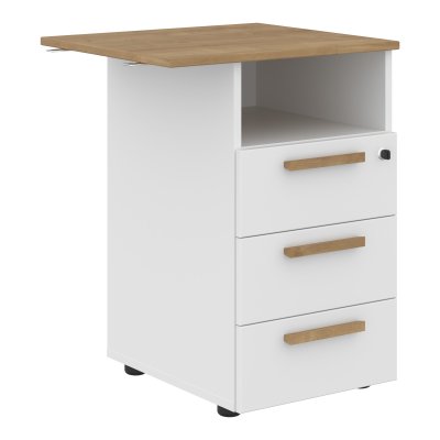 Тумба приставная FLC-3D.2A Дуб Гамильтон/Белый премиум 570х504х733 FORTA