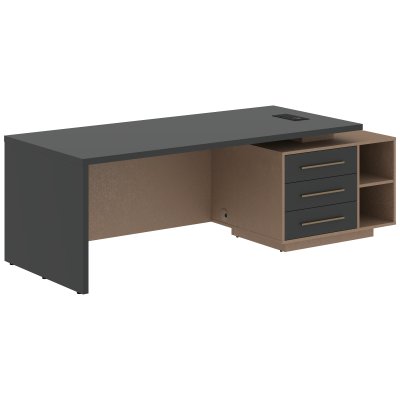 Стол руководителя с тумбой VCT 2390(R) Яшма черный/Бронза браш/Кобра 2300х900х750 VELION