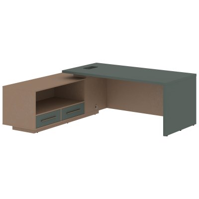 Стол руководителя с тумбой VCT 2119(L) Нефрит/Бронза браш/Кобра 2100х1900х750 VELION