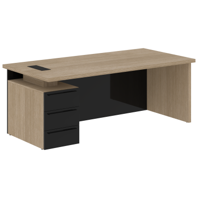 Стол письменный СП-064-25-23(L) Дуб Натуральный/Черный глянец 2000х900х750 KANON