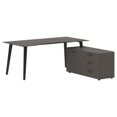 Стол руководителя с тумбой JCT 1818(R) Орех Мокко/Мокко/Антрацит 1800х1800х750 JAY